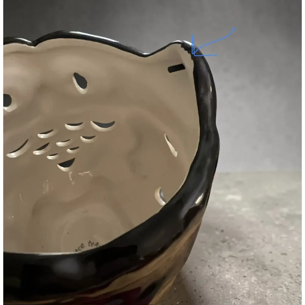 Blue Sky Ceramic Black Owl Lantern Candle Holder With Wire Handle Halloween